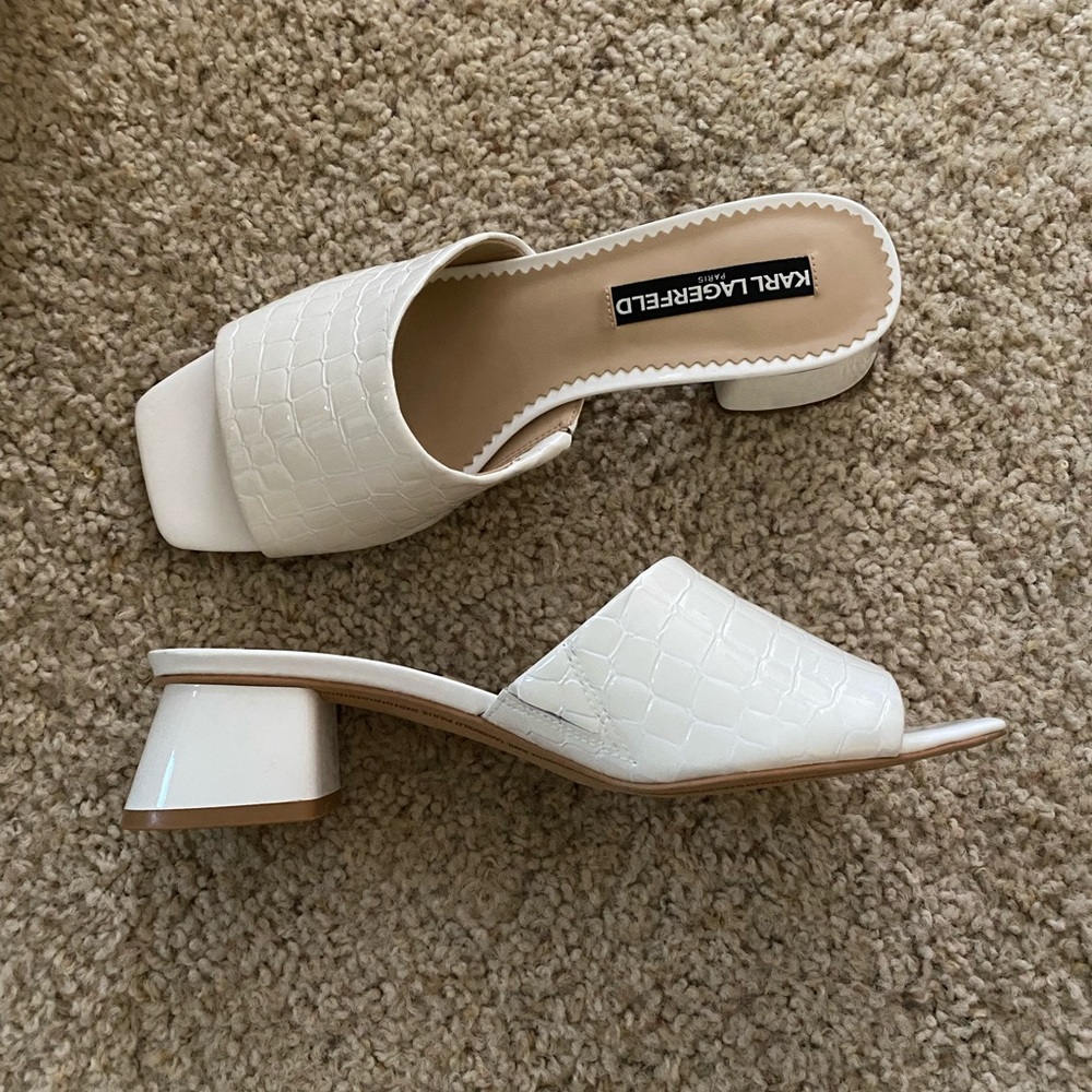 Karl Lagerfeld White Mule